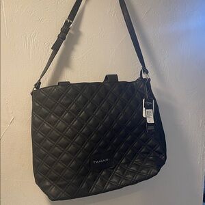 Tahari Quilted Black Shoulder Bag